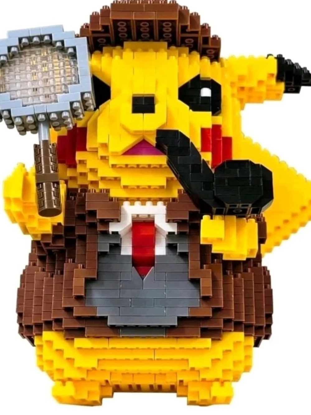 Yellow Detective Pikachu Inspired Micro Brick Figure